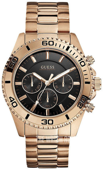  Shop Authentic Guess Chaser Chronograph Black Dial Rose Gold Steel Strap Watch for Men - W0170G3 - Luxxuri