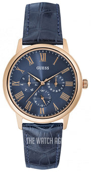  Shop Authentic Guess Analog Blue Dial Blue Leather Strap Watch For Men - W0496G4 - Luxxuri