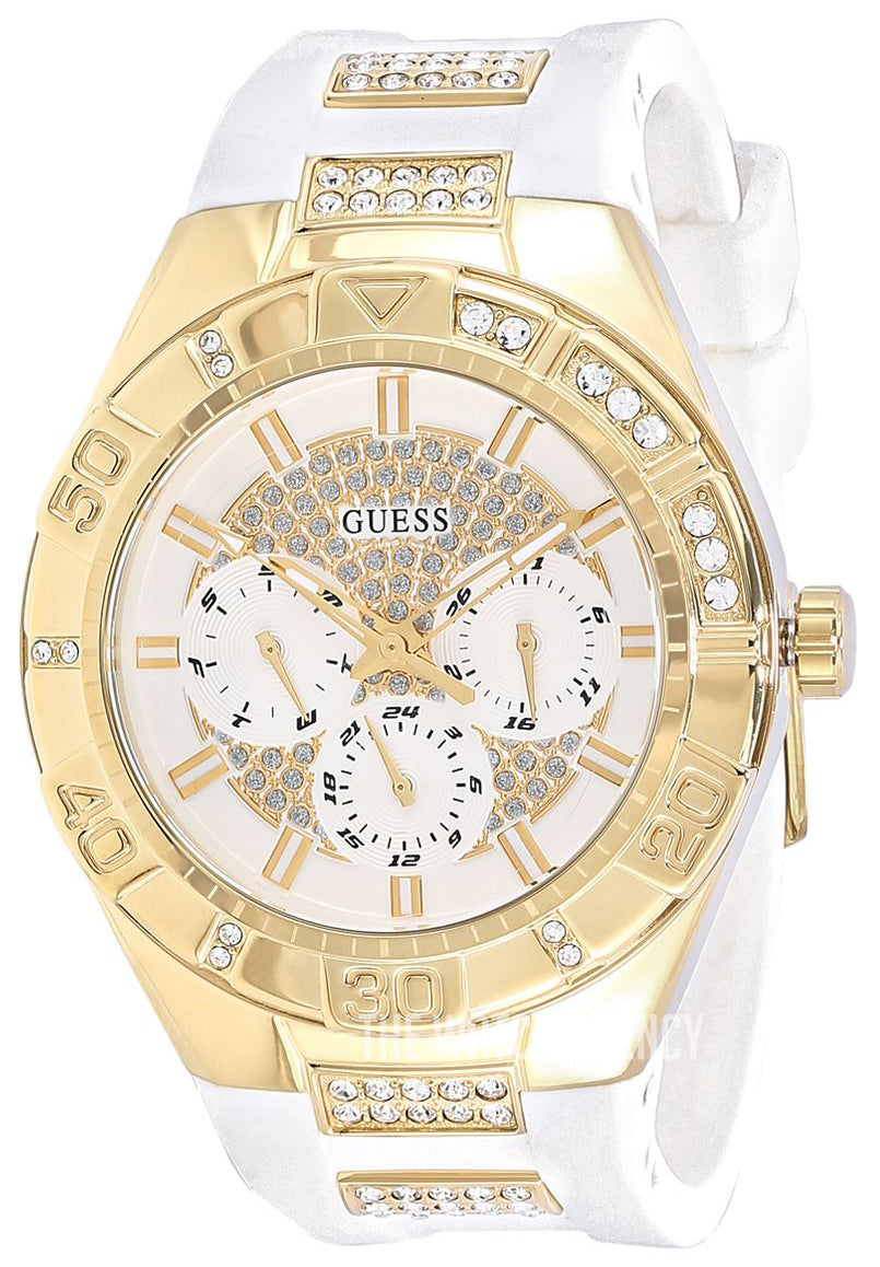  Shop Authentic Guess Luna Diamonds White Dial White Rubber Strap Watch for Women - W0653L3 - Luxxuri