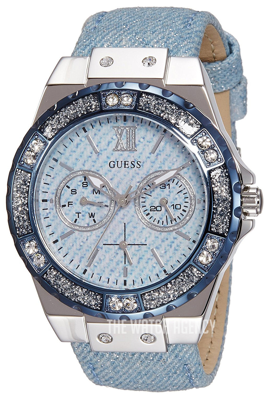  Shop Authentic Guess Limelight Quartz Blue Dial Blue Leather Strap Watch For Men - W0775l1 - Luxxuri