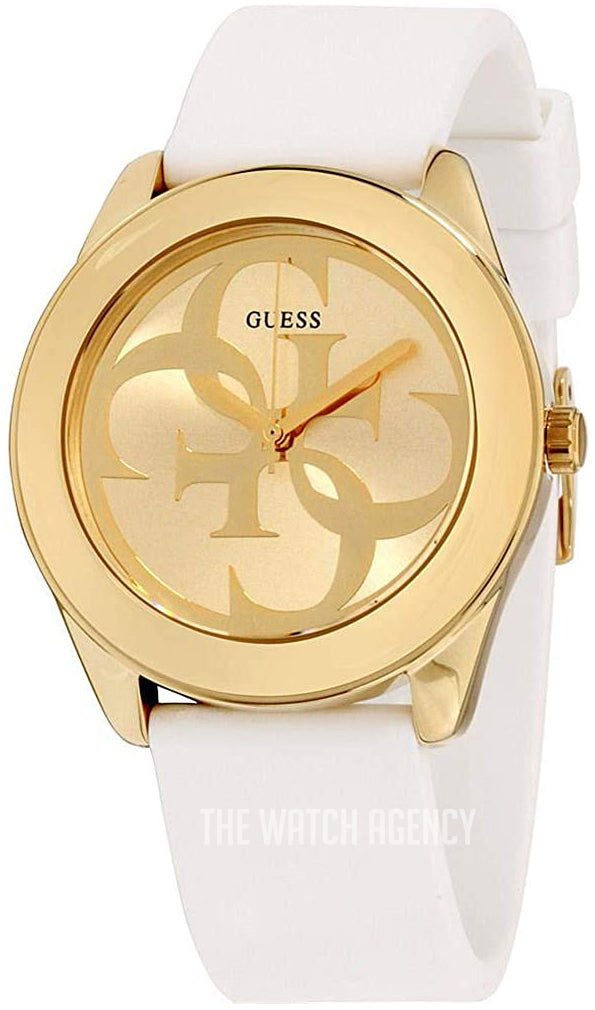  Shop Authentic Guess G-Twist Gold Dial White Rubber Strap Watch for Women - W0911L7 - Luxxuri
