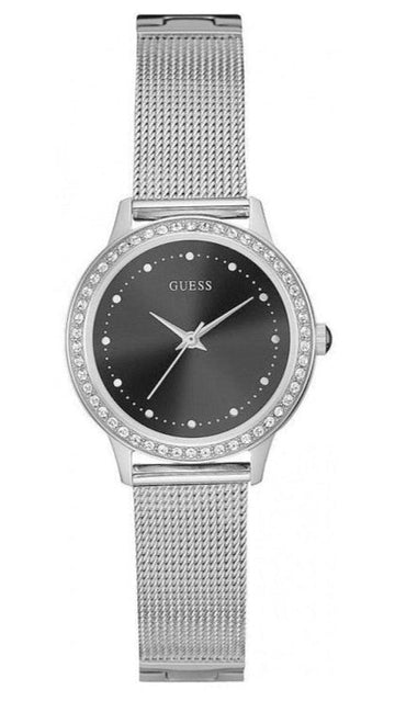  Shop Authentic Guess Chelsea Crystals Black Dial Silver Mesh Bracelet Watch For Women  - W0647L5 - Luxxuri