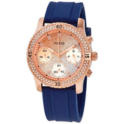 Shop Authentic Guess Confetti Diamonds Gold Dial Blue Rubber Strap Watch For Women - W1098L6 - Luxxuri