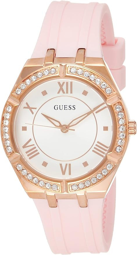  Shop Authentic Guess Cosmo Diamonds Silver Dial Pink Silicone Strap Watch for Women - GW0034L3 - Luxxuri