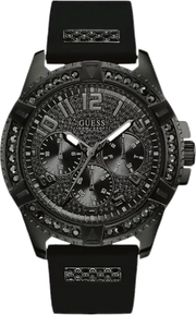  Shop Authentic Guess Frontier Crystals Black Dial Black Silicone Strap Watch For Men - W1132G3 - Luxxuri