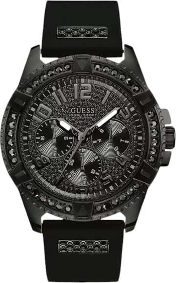  Shop Authentic Guess Frontier Crystals Black Dial Black Silicone Strap Watch For Men - W1132G3 - Luxxuri