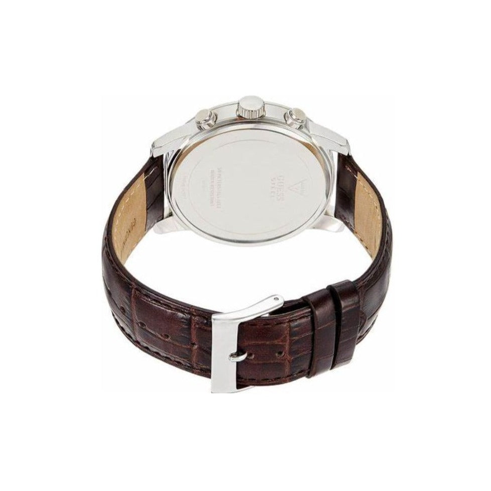 Shop Authentic Guess Horizon Chronograph Analog Blue Dial Brown Leather Strap Watch For Men - W0380G6 - Luxxuri