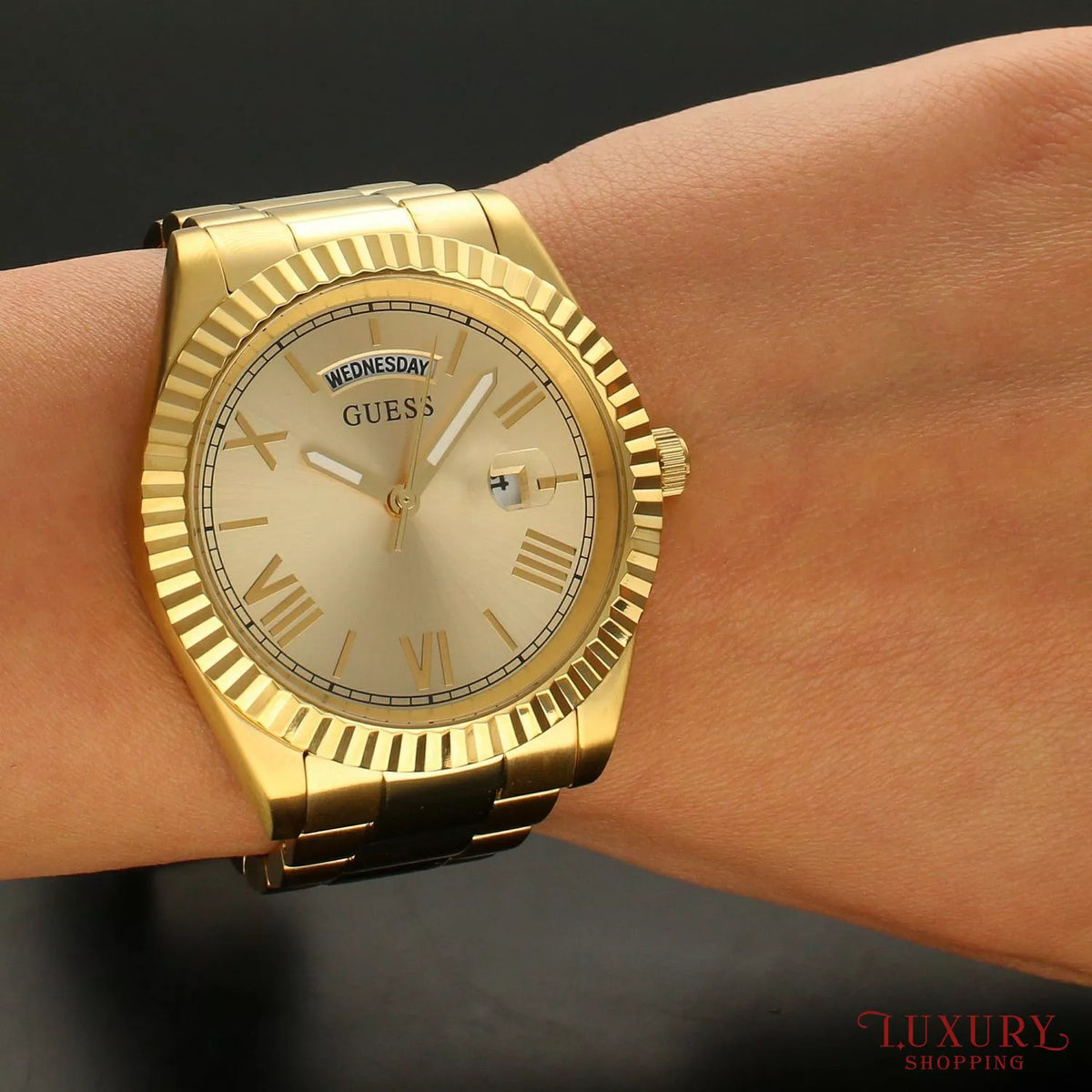  Shop Authentic Guess Connoisseur Gold Dial Gold Steel Strap Watch for Men - GW0265G2 - Luxxuri