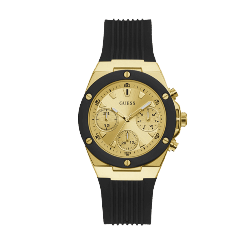  Shop Authentic Guess Athena Gold Dial Black Rubber Strap Watch For Women - GW0030L2 - Luxxuri