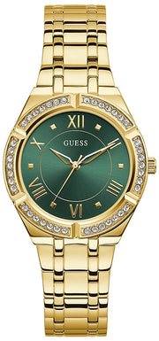  Shop Authentic Guess Cosmo Diamonds Green Dial Gold Steel Strap Watch for Women - GW0033L8 - Luxxuri