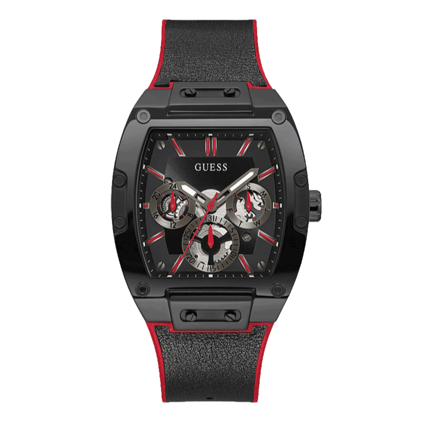  Shop Authentic Guess Phoenix Multifunction Black Dial Black & Red Rubber Strap Watch for Men - GW0202G7 - Luxxuri