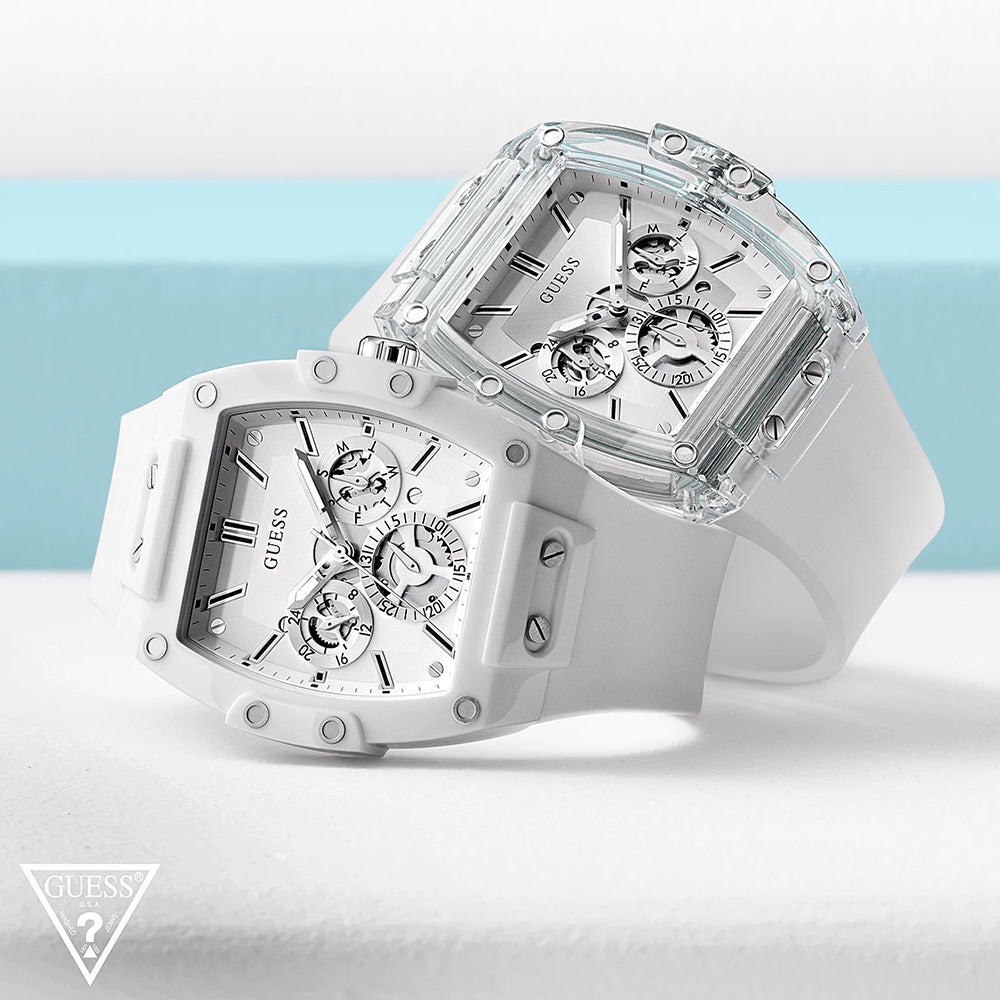  Shop Authentic Guess Phoenix Multifunction White Dial White Rubber Strap Watch for Men - GW0203G2 - Luxxuri