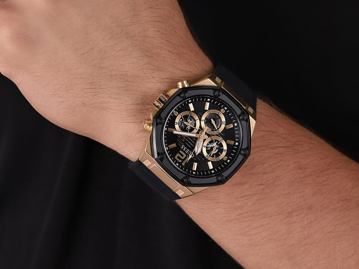  Shop Authentic Guess Momentum Black Dial Black Rubber Strap Watch for Men - GW0263G1 - Luxxuri