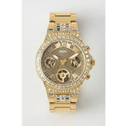  Shop Authentic Guess Moonlight Multi Function Diamonds Gold Dial Gold Steel Strap Watch for Women - GW0320L2 - Luxxuri