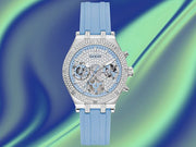  Shop Authentic Guess Heiress Diamonds Blue Dial Blue Rubber Strap Watch for Women - GW0407L1 - Luxxuri