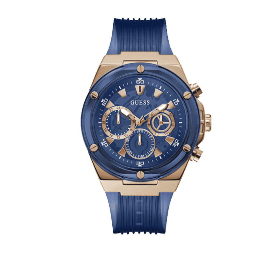  Shop Authentic Guess Poseidon Chronograph Blue Dial Blue Silicone Strap Watch For Men - GW0425G3 - Luxxuri