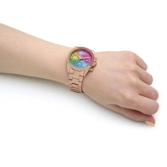  Shop Authentic Guess Confetti Multifunction Multicolor Dial Rose Gold Steel Strap Watch For Women - GW0483L3 - Luxxuri