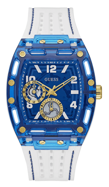  Shop Authentic Guess Phoenix Multifunction Blue Dial White Rubber Strap Watch for Men - GW0499G6 - Luxxuri