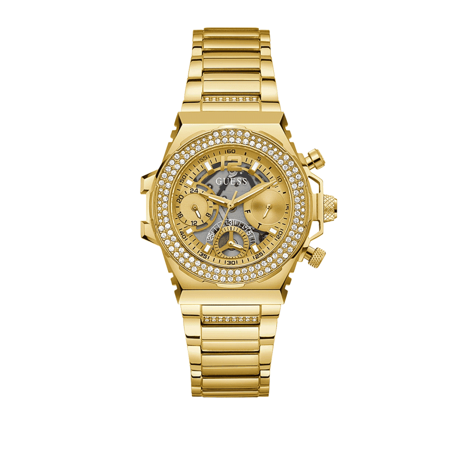  Shop Authentic Guess Fusion Chronograph Gold Dial Gold Steel Strap Watch for Women - GW0552L2 - Luxxuri