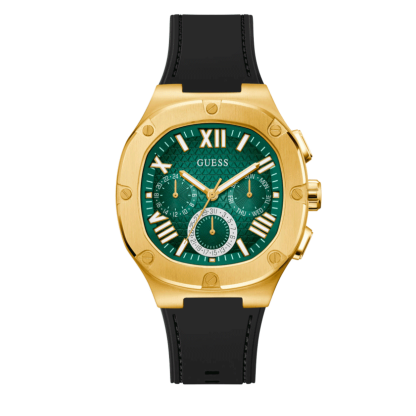  Shop Authentic Guess Headliner Multifunction Green Dial Black Silicone Strap Watch For Men - GW0571G3 - Luxxuri