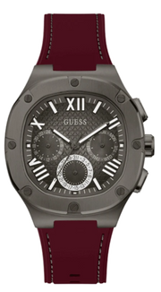  Shop Authentic Guess Headline Multifunction Grey Dial Burgundy Silicone Strap Watch For Men - GW0571G4 - Luxxuri