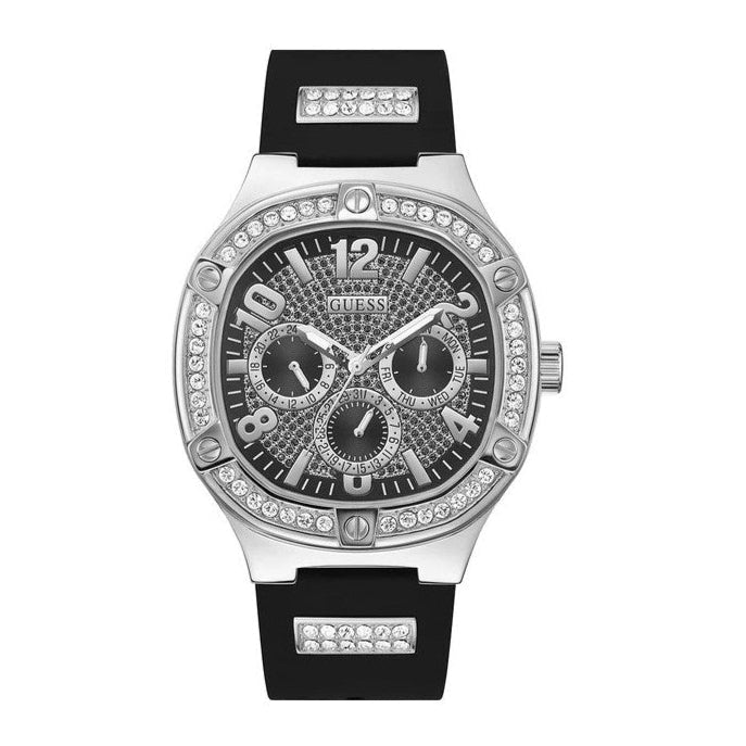  Shop Authentic Guess Duke Crystals Black Dial Black Silicone Strap Watch For Men - GW0641G1 - Luxxuri