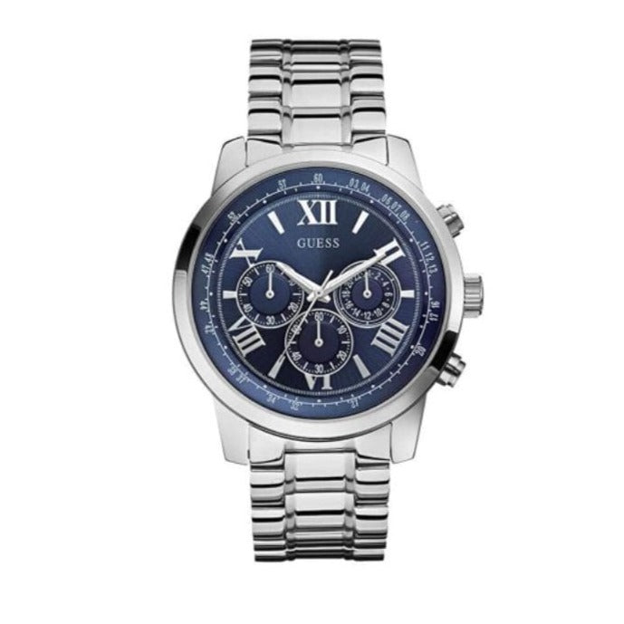  Shop Authentic Guess Horizon Chronograph Quartz Blue Dial Silver Steel Strap Watch for Men - W0379G3 - Luxxuri