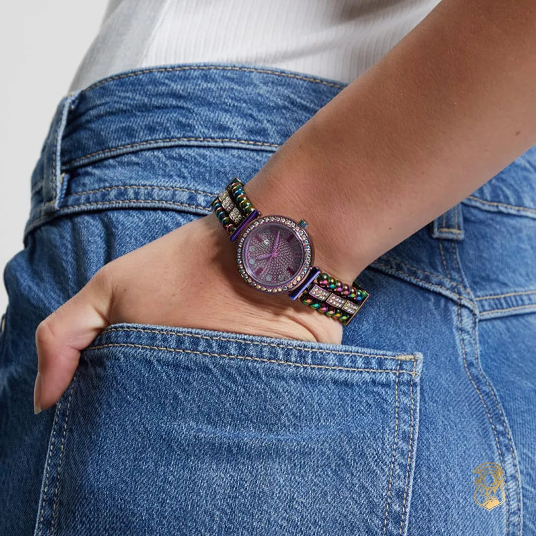  Shop Authentic Guess Intricate Iridescent Crystals Purple Dial Purple Steel Strap Watch for Women - GW0401L4 - Luxxuri