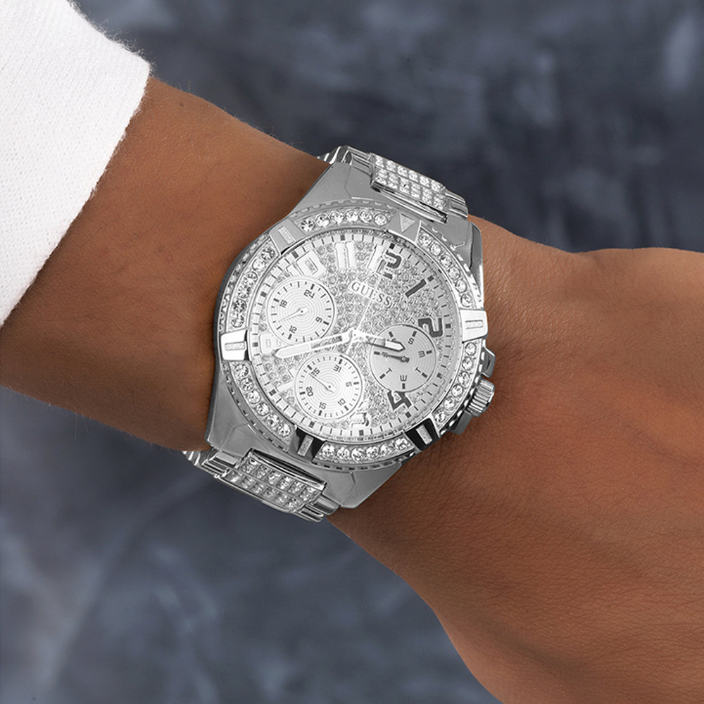  Shop Authentic Guess Frontier Diamonds Silver Dial Silver Steel Strap Watch For Women - W1156L1 - Luxxuri