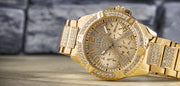  Shop Authentic Guess Frontier Diamonds Gold Dial Gold Steel Strap Watch For Women - W1156L2 - Luxxuri