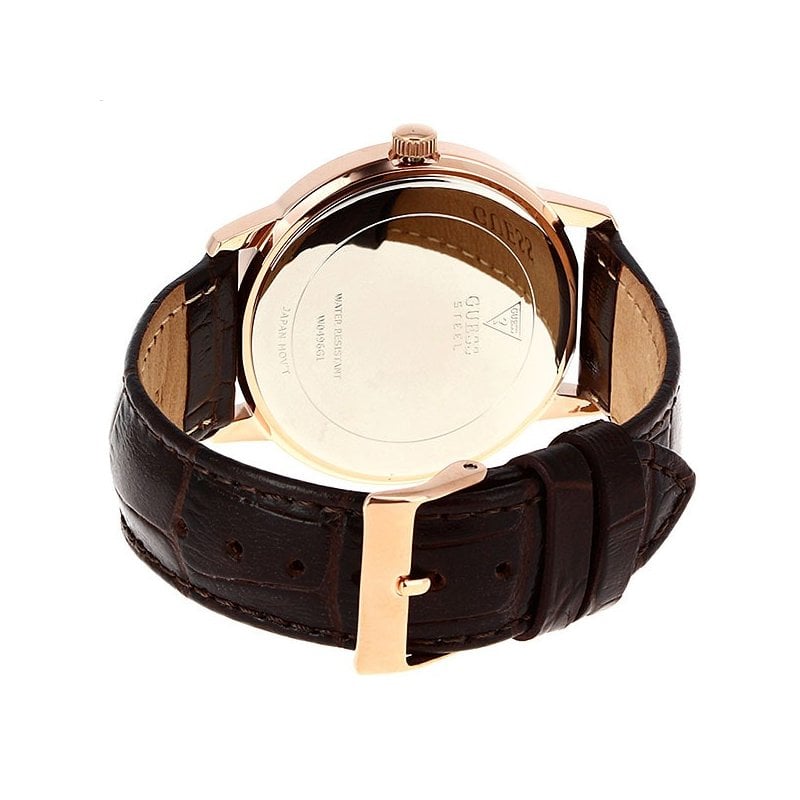  Shop Authentic Guess Wafer Quartz Beige Dial Brown Leather Strap Watch For Men - W0496G1 - Luxxuri