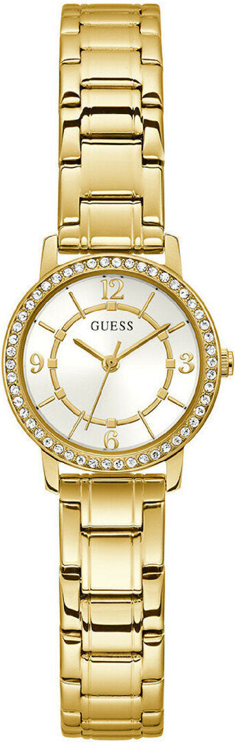  Shop Authentic Guess Analog Diamonds Silver Dial Gold Steel Strap Watch For Women - W1013l2 - Luxxuri