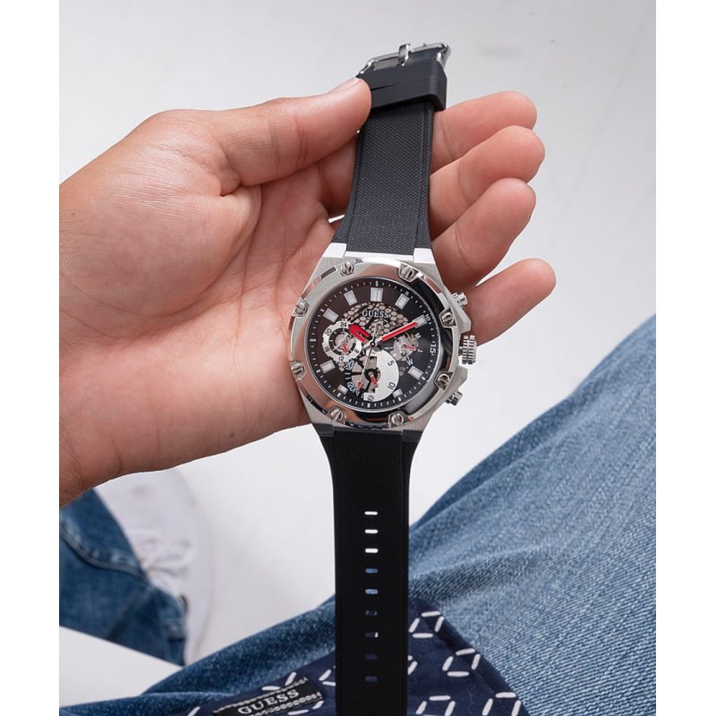  Shop Authentic Guess Third Grear Multi Function Black Dial Black Rubber Strap Watch for Men- GW0334G1 - Luxxuri