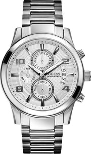  Shop Authentic Guess Exec Quartz Silver Dial Silver Steel Strap Watch for Men - W0075G3 - Luxxuri