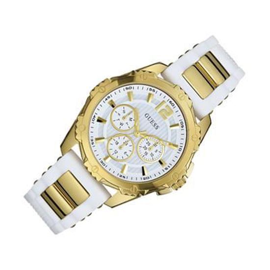  Shop Authentic Guess Intrepid White Dial Two Tone Silicone Strap Watch For Women - W0325L2 - Luxxuri