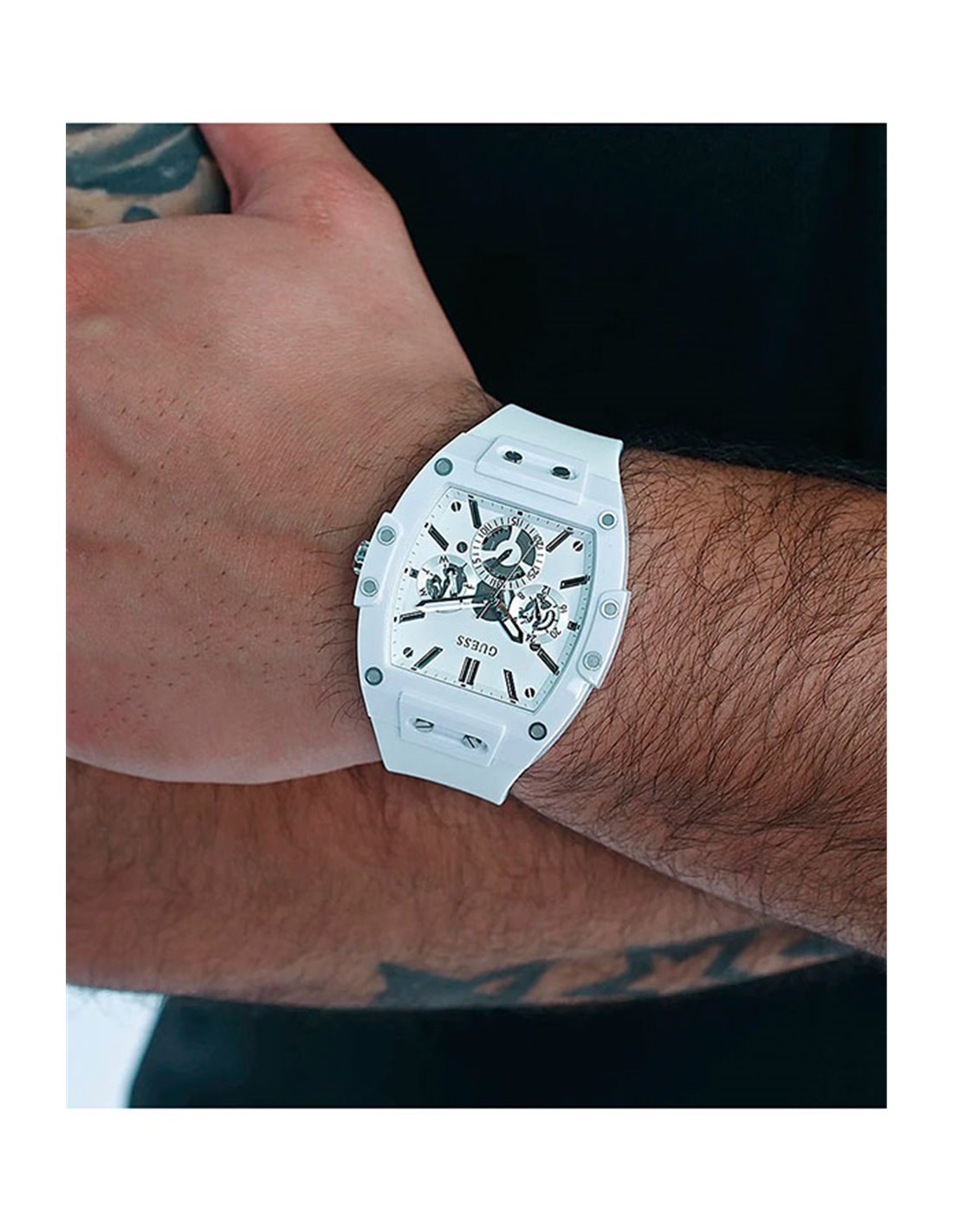  Shop Authentic Guess Phoenix Multifunction White Dial White Rubber Strap Watch for Men - GW0203G2 - Luxxuri