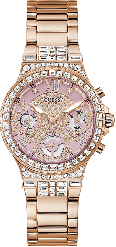  Shop Authentic Guess Glitz Multi Function Diamonds Pink Dial Rose Gold Steel Strap Watch for Women - GW0320L6 - Luxxuri