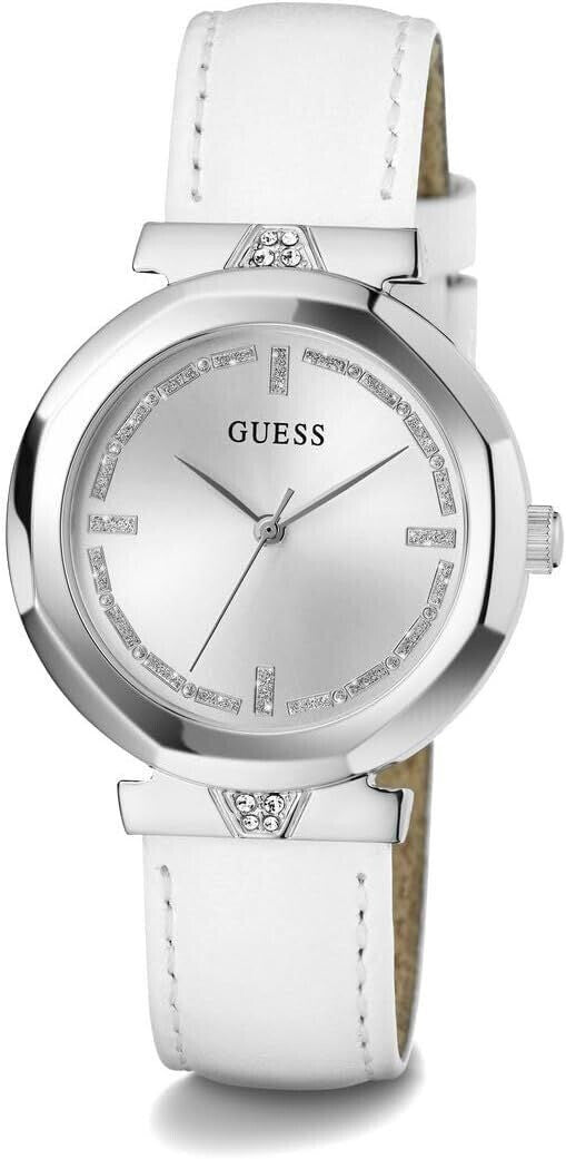  Shop Authentic Guess Rumour Silver Dial White Leather Strap Watch For Women - GW0689L1 - Luxxuri