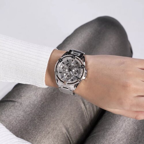  Shop Authentic Guess Heiress Multifunction Diamonds Silver Dial Silver Steel Strap Watch for Women - GW0440L1 - Luxxuri