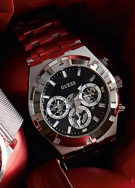  Shop Authentic Guess Continental Black Dial Silver Steel Strap Watch for Men - GW0260G1 - Luxxuri