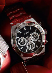  Shop Authentic Guess Continental Black Dial Silver Steel Strap Watch for Men - GW0260G1 - Luxxuri