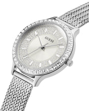  Shop Authentic Guess Chelsea Mother of Pearl White Dial Silver Mesh Strap Watch For Women - W0647L1 - Luxxuri