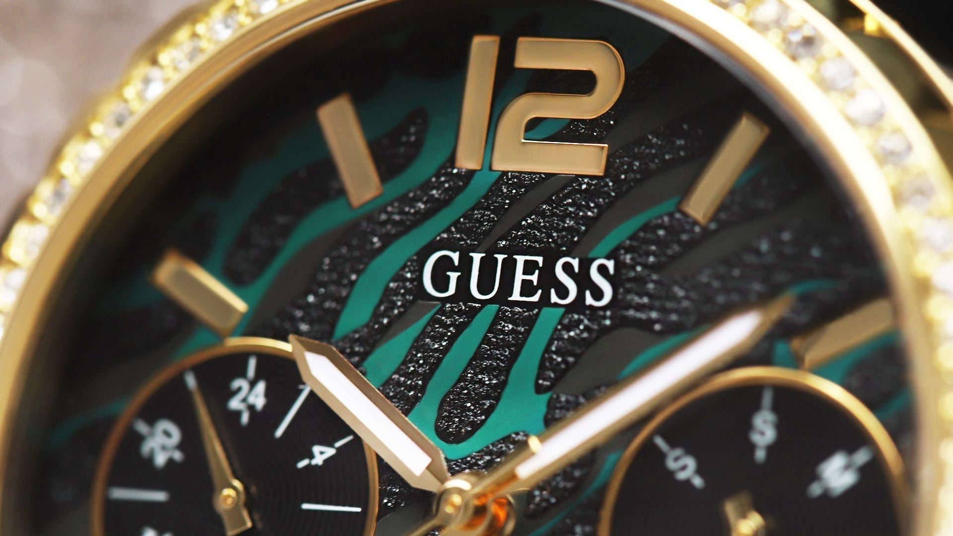  Shop Authentic Guess Solstice Green Dial Black Rubber Strap Watch for Women - GW0113L1 - Luxxuri