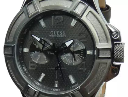  Shop Authentic Guess Rigor Analog Quartz Black Dial Brown Leather Strap Watch For Men - W0040G2 - Luxxuri