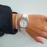  Shop Authentic Guess Sparkling Silver Dial White Rubber Strap Watch For Women - GW0032L1 - Luxxuri