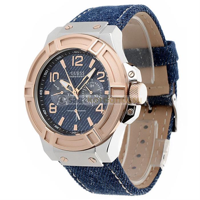  Shop Authentic Guess Rigor Analog Blue Dial Blue Denim Strap Watch For Men - W0040G6 - Luxxuri