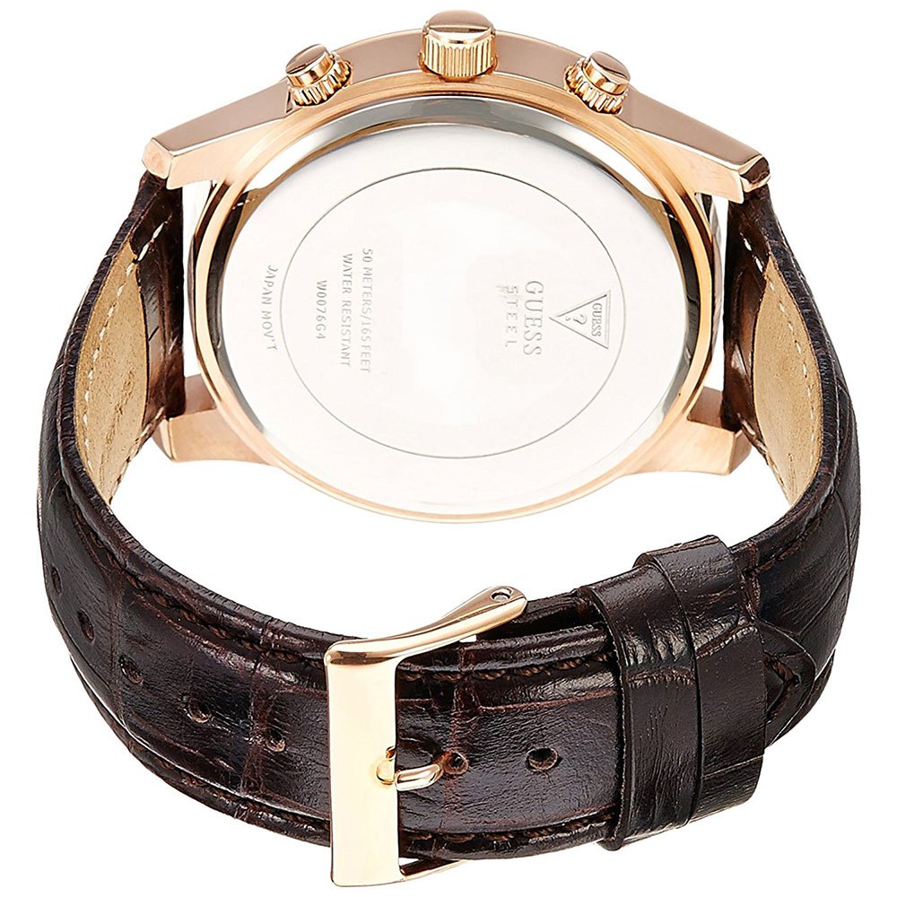  Shop Authentic Guess Exec Chronograph Brown Dial Brown Leather Strap Watch For Men - W0076G4 - Luxxuri