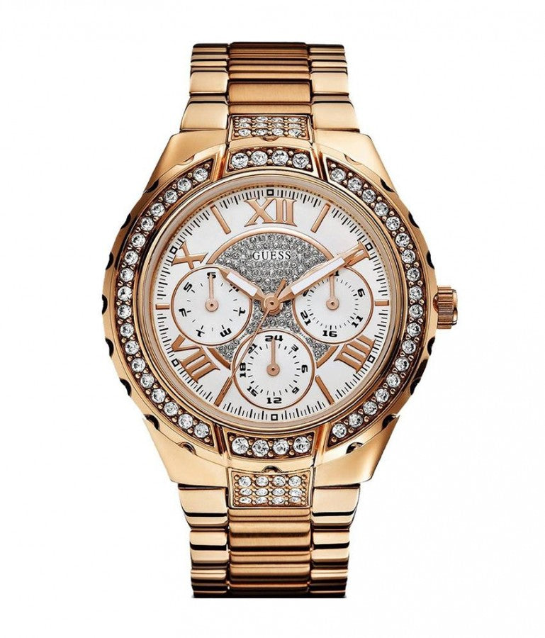  Shop Authentic Guess Viva Diamonds White Dial Rose Gold Steel Strap Watch for Women - W0111L3 - Luxxuri