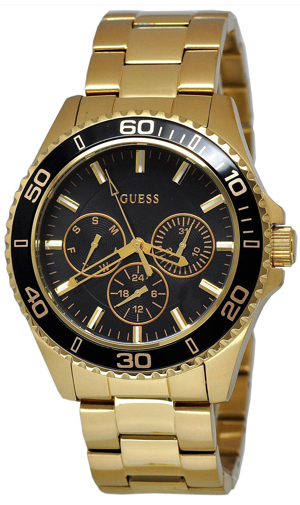  Shop Authentic Guess BFF Multifunction Black Dial Gold Steel Strap Watch for Women - W0231L3 - Luxxuri