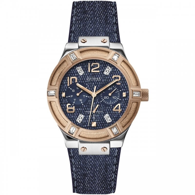  Shop Authentic Guess Jet Setter Analog Blue Dial Blue Denim Strap Watch For Women - W0289L1 - Luxxuri